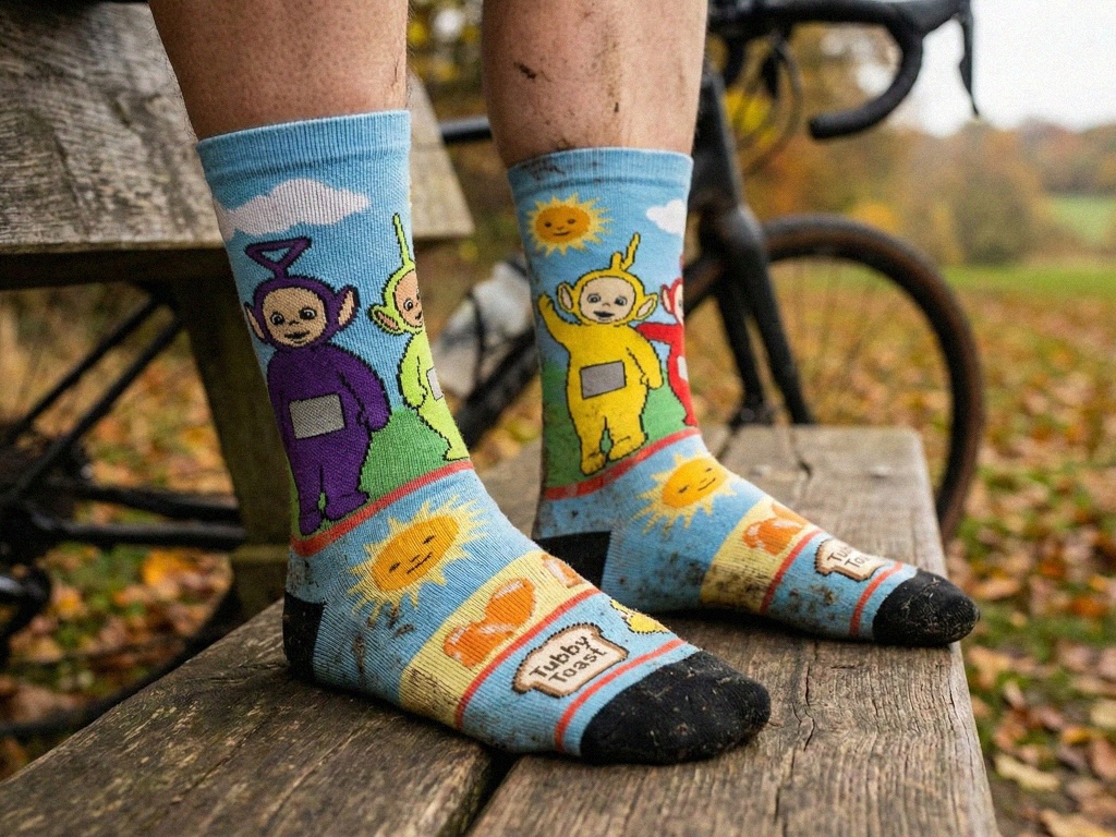 I always wear my Teletubby socks on gravel rides.